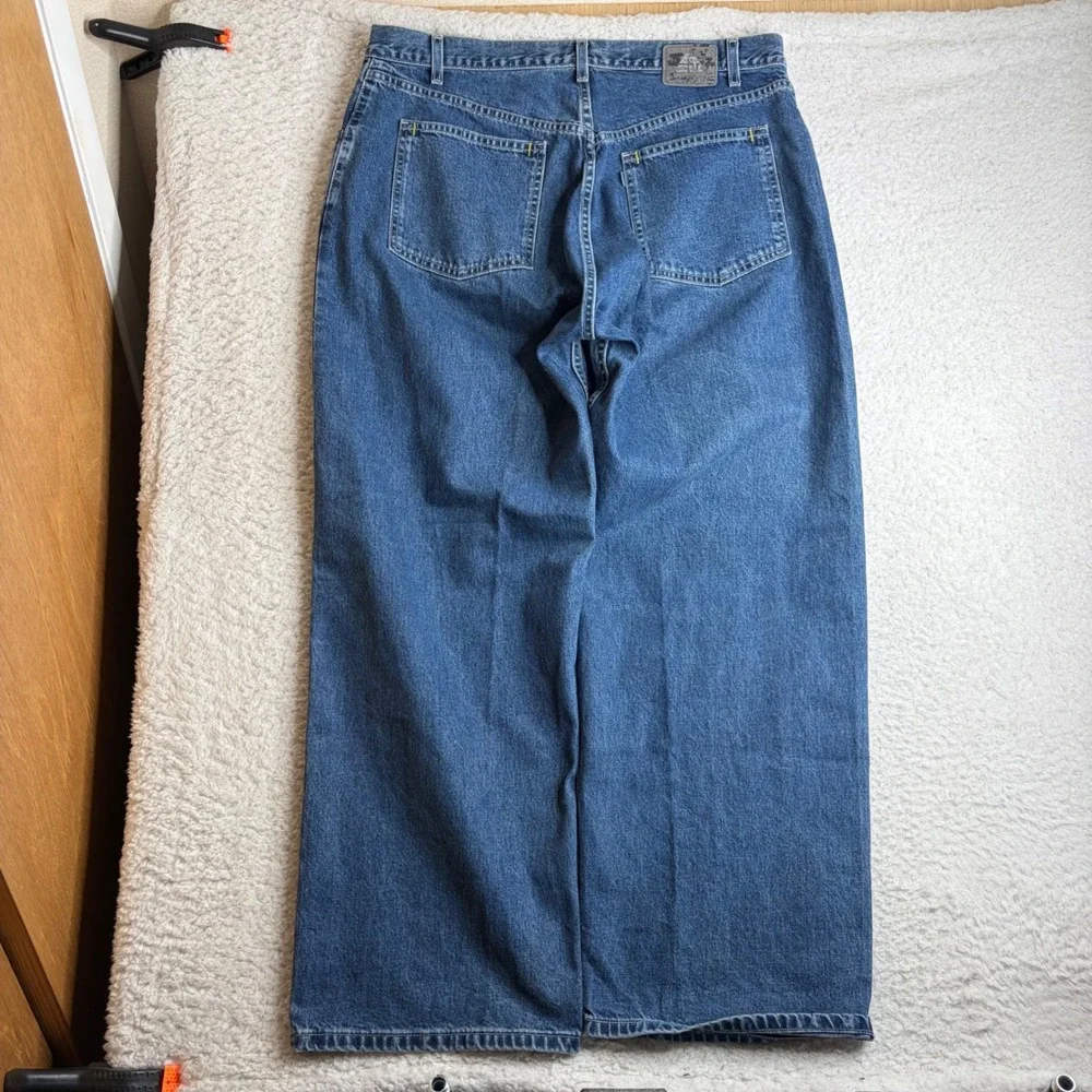 Vintage Levis SilverTab Oversized Baggy Wide Leg Jeans Blue Denim 38x32 Y2K 2002